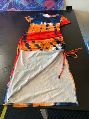 SheIn Tie-Dye Short Sleeve Maxi Dress - Multicolor thumbnail 2