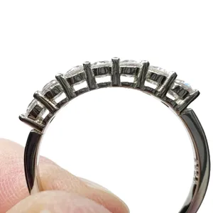 Sterling Silver Round Cut Seven Clear Cubic Zirconia Stones Band Ring thumbnail 10