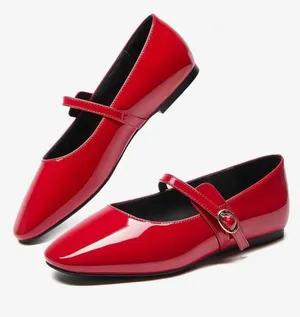 NEW Mary Jane Flats Comfortable Round Toe Red Patent Ballet Flats Career Shoes 8 thumbnail 1
