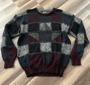Vintage sweater with leather patches size medium thumbnail 1