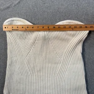 EXPRESS Women's XL Ribbed Knit Strapless Sweetheart Neckline Tube Top Ivory thumbnail 3