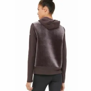 ALO Yoga Luxe Long Sleeve Block Party Hoodie – Soft Velour XS Raisin Purple thumbnail 3