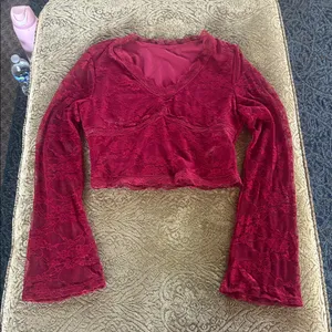 SHEIN Burgundy Lace Top thumbnail 1