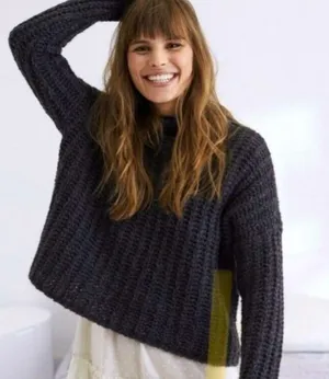 Aerie Grey Chunky Knit Mock Neck Wool Alpaca Sweater thumbnail 1