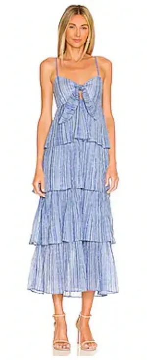 SAYLOR Jameela Midi Dress in Indigo‎ size Large Tiered thumbnail 1