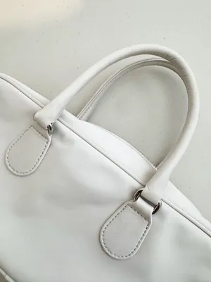 Wilfred Aritzia Lina Bag Ivory Matte Pearl Satin Bowler Zip Handbag 90s Coquette thumbnail 13