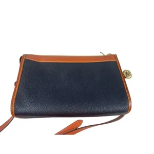 Vintage Dooney & Bourke AWL Navy Brown Leather Crossbody Bag Cavalry Logo USA thumbnail 5