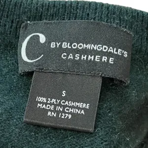 C by Bloomingdale's 2-Ply Cashmere Dark Green Sweater Sz S thumbnail 7
