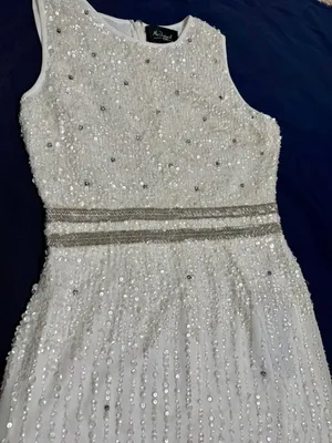 Mac Duggal Ivory Sequin Beaded Formal Maxi Dress Size 6 NWT thumbnail 4