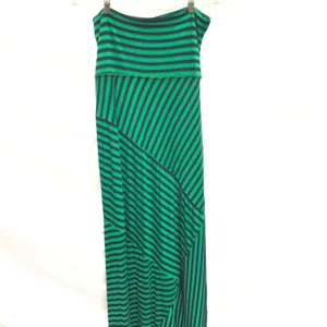 Like New Maxi Green Striped Long Skirt Asymmetrical Pattern thumbnail 2