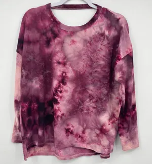 Derek Heart Womens Pink Purple Tie Die Sweater Top Shirt Long Sleeve NEW Medium thumbnail 1