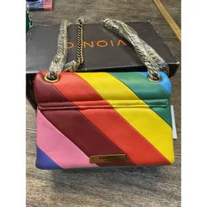 Kurt Geiger London Mini Kensington Bag Stripped Rainbow Eagle Chain Leather thumbnail 3