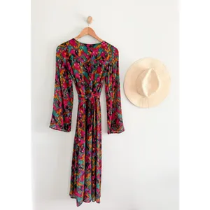 Sézane | NWT Linoy Wrap Midi Dress in Lucky Print Long Sleeve | Sz US 2 FR34 thumbnail 8