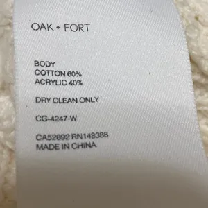 Oak + Fort Cream Rib Chunky Knit V-neck Long Sleeve Crop Cardigan Sweater Top M thumbnail 4