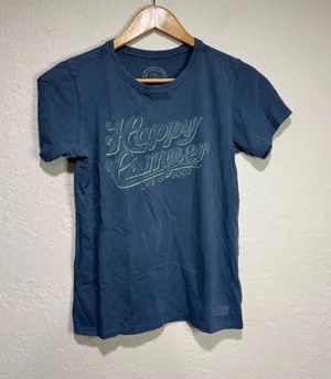Life Is Good "Happy Camper" Graphic T-Shirt Blue XS thumbnail 1
