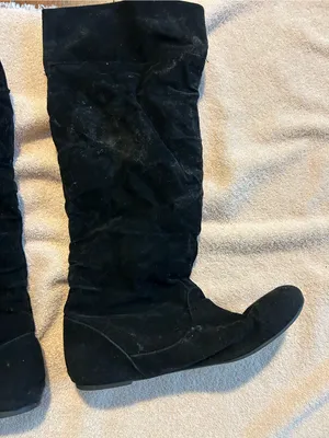 Source Unknown Black Suede Over-the-Knee Flat Boots thumbnail 6