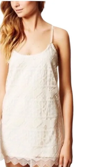 Anthropologie E by Eloise Ivory Lace Chemise Butterfly Dress S thumbnail 1