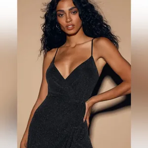 Lulus 🌟 sparkly black wrap dress — NWOT thumbnail 5
