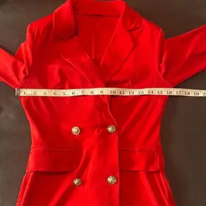 Women’s Red Double-Breasted Long Sleeve Jacket Dress **Size M Runs SMALL NWOT thumbnail 9