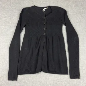 Vince‎ Cardigan Womens S Black 85% Cotton 15% Cashmere Crew Neck Lightweight thumbnail 1