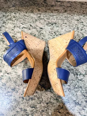 Tommy Hilfiger Navy Blue Cork Wedge Sandals Women’s Size 7.5 thumbnail 6
