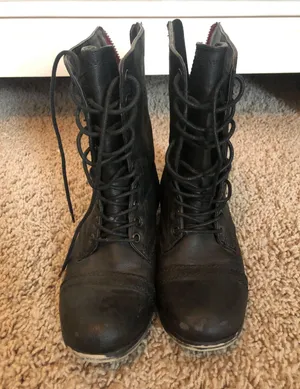 Madden Girl Black Combat Boots thumbnail 2