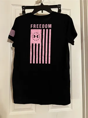 Under Armour Women's Black Short-Sleeve Freedom Tee with Pink Graphic thumbnail 4