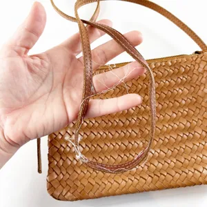 Madewell The Knotted Woven Leather Crossbody Bag Purse Tan Brown thumbnail 4