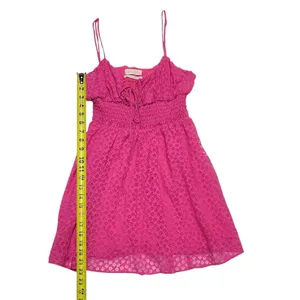 Urban Outfitters Riley Smocked Waist Pink Mini Dress Size Medium thumbnail 5