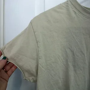 Talentless tan beige cropped short sleeve Crewcut loose relaxed 100% cotton tee‎ thumbnail 2