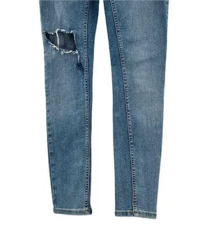 Free People Distressed Light Wash High Rise Stretch Skinny Jeans 26 S Short thumbnail 4