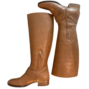 Tory Burch Sofia 40343 Cognac Leather Riding Boots Gold Buckle 8.5 thumbnail 5