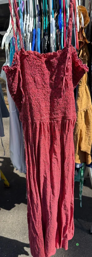 Smocked long and pink dress thumbnail 1