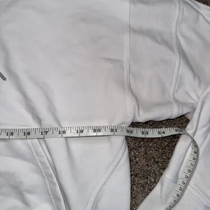 Athleta Quarter Zip Hoodie Womens Large White Good Ribbed Trim Relaxed Pullover thumbnail 4