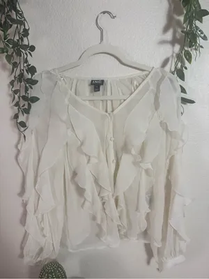INC International Concepts Ivory Ruffle Button thumbnail 2