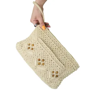 Vintage 70s Crochet Boho Philippine Macrame Crochet Clutch thumbnail 3