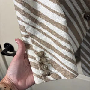 Ann Taylor Women Size 6 Animal Zebra Print Blazer‎ Lined Neutral Single Button thumbnail 3