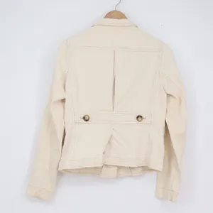 GAP Womens Utility Field Jacket Cream Cotton Stretch Button Front Size 6 thumbnail 4