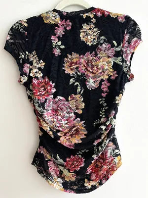 AFRM Los Angeles Lacey Black Floral Lace Two-Piece Midi Dress Set, Size S/M thumbnail 9