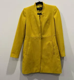 Zara Mustard Yellow Inverted Lapel Collar Frock Jacket Coat Jacket Size Xs thumbnail 1