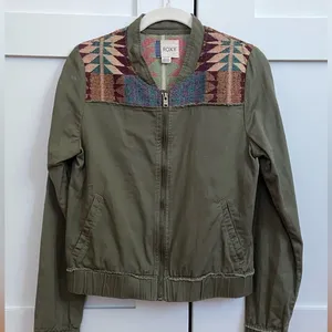 XS Distressed Olive Bomber Jacket thumbnail 1