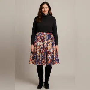 Coldwater Creek Women’s 2XL Floral Pleated Multicolor Cotton Blend Midi Skirt thumbnail 2