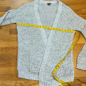 Express Women’s Large Gray Black Speckle Open Front Long Sleeve Knit Cardigan thumbnail 3