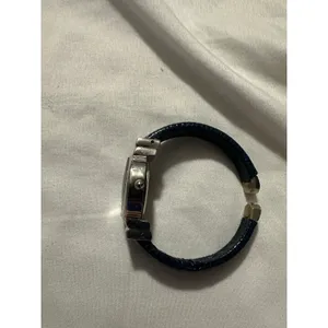 Wincci Quartz Watch Silver Tone‎ Black Faux Leather Cuff Bracelet Japan Movt thumbnail 5