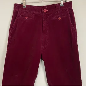 Corduroy Pants Burgundy Dark Red‎ Straight Leg Women High Waisted Rise Pockets thumbnail 4
