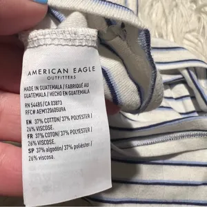 American Eagle Womens Size XS Halter Top White Navy Blue Stripes Textured Cotton thumbnail 8
