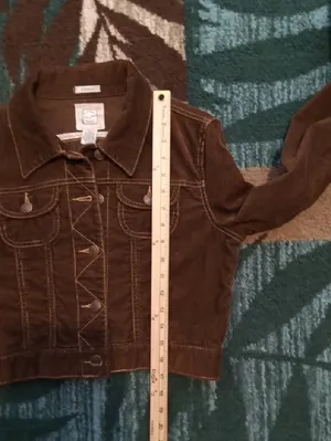 Old Navy Brown Corduroy Cropped Jacket Vintage Y2k Layering Womens S thumbnail 9