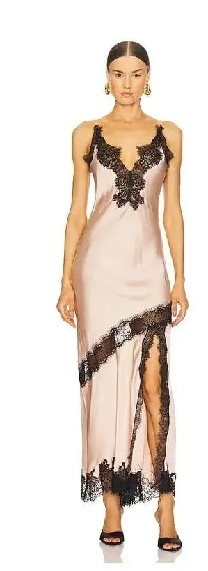 Herskind Nelly Powder Pink Fairy Whimsical $398 NWT Satin Lace Maxi 4 thumbnail 1