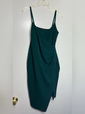 PrettyLittleThing Teal Asymmetrical Bodycon green Dress Size 16 thumbnail 3