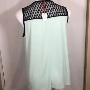 Elle pastel green black sleeveless lace top thumbnail 5
